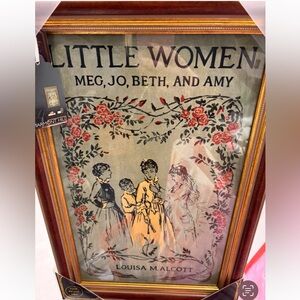 Gorgeous unique Little Women Wall Art Print - Cream, Red Floral Illustration